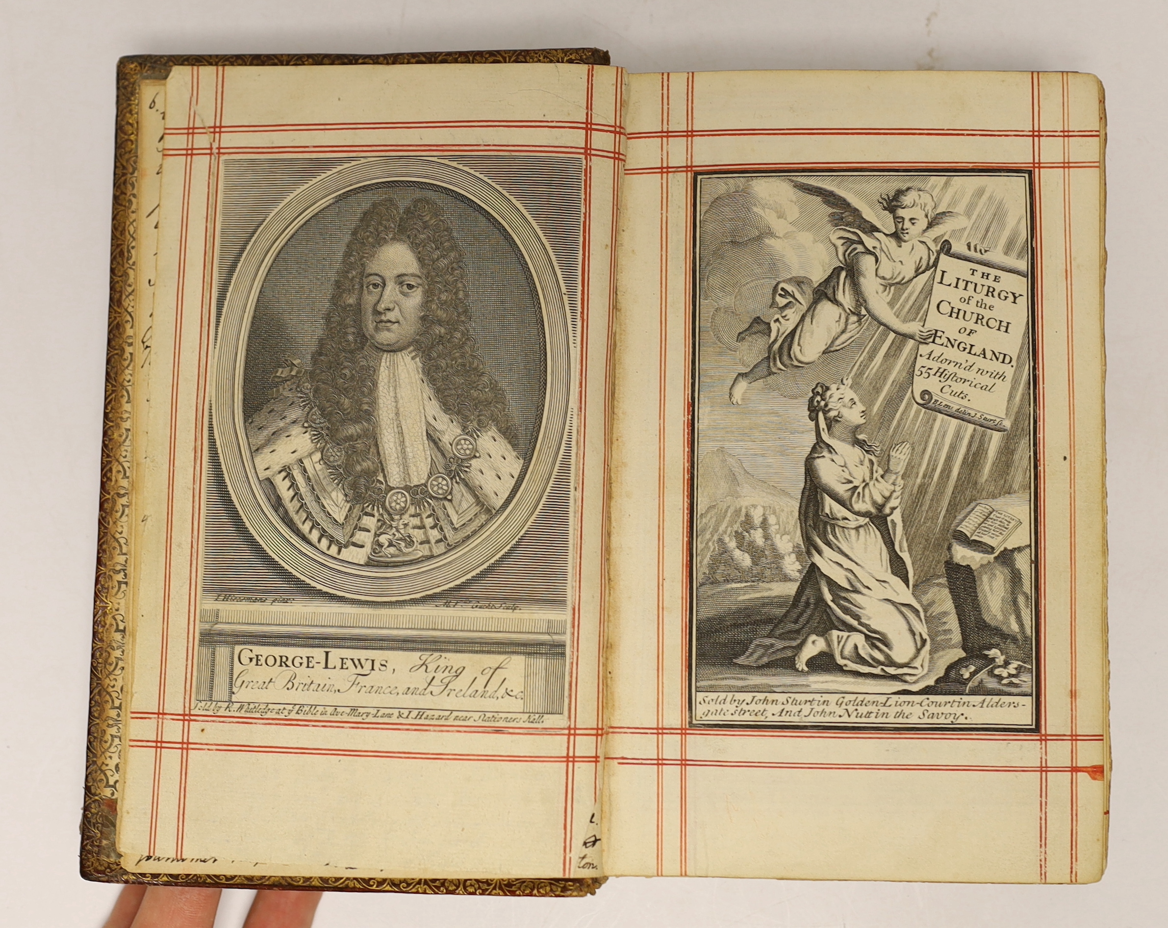 The Book of Common Prayer, and Administration of the Sacraments....together with the Psalter or Psalms of David...title in red and black, portrait frontis. (Geo.I), pictorial engraved plates title and 52 (ex.53) plates,